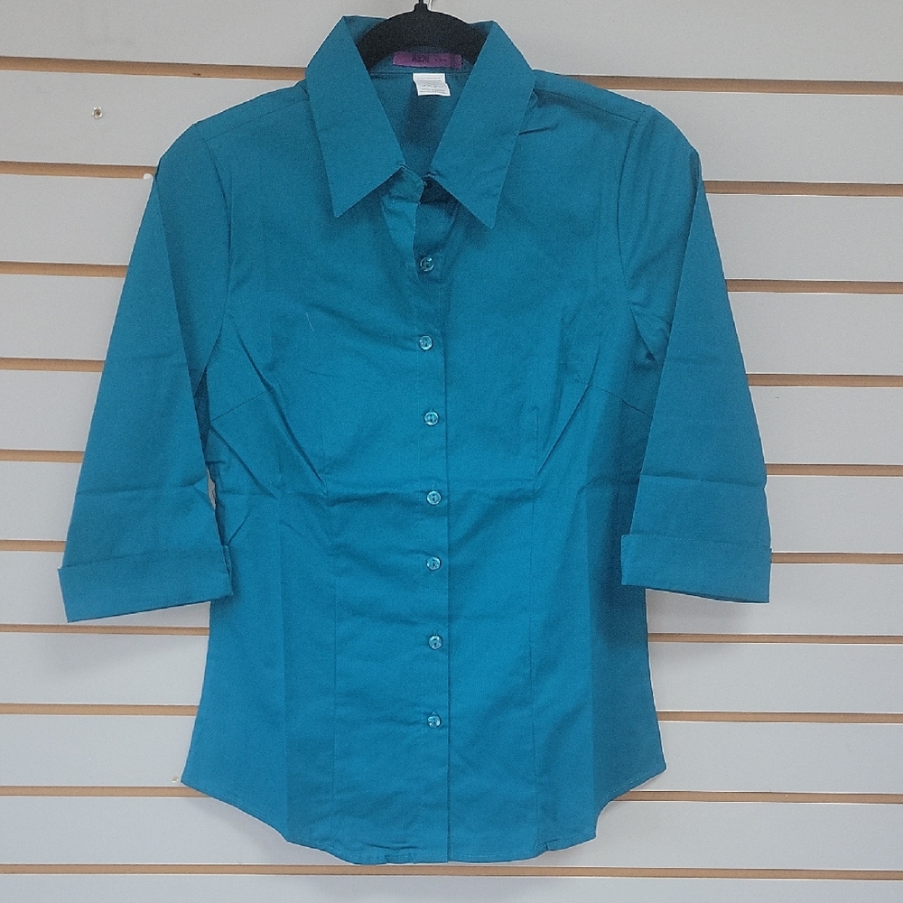 Teal Women's Button-Up Shirt. Avaliable In SMALL - 6XL SIZES